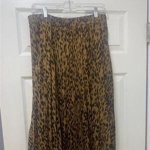 Chartou Elastic High Waisted A Line Leopard Midi Skirt - XL